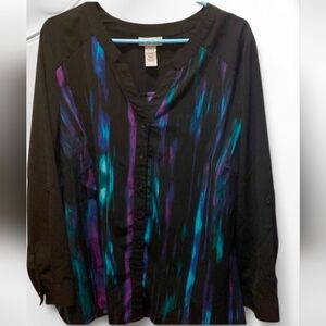 Women's Black and Multicolor Blouse